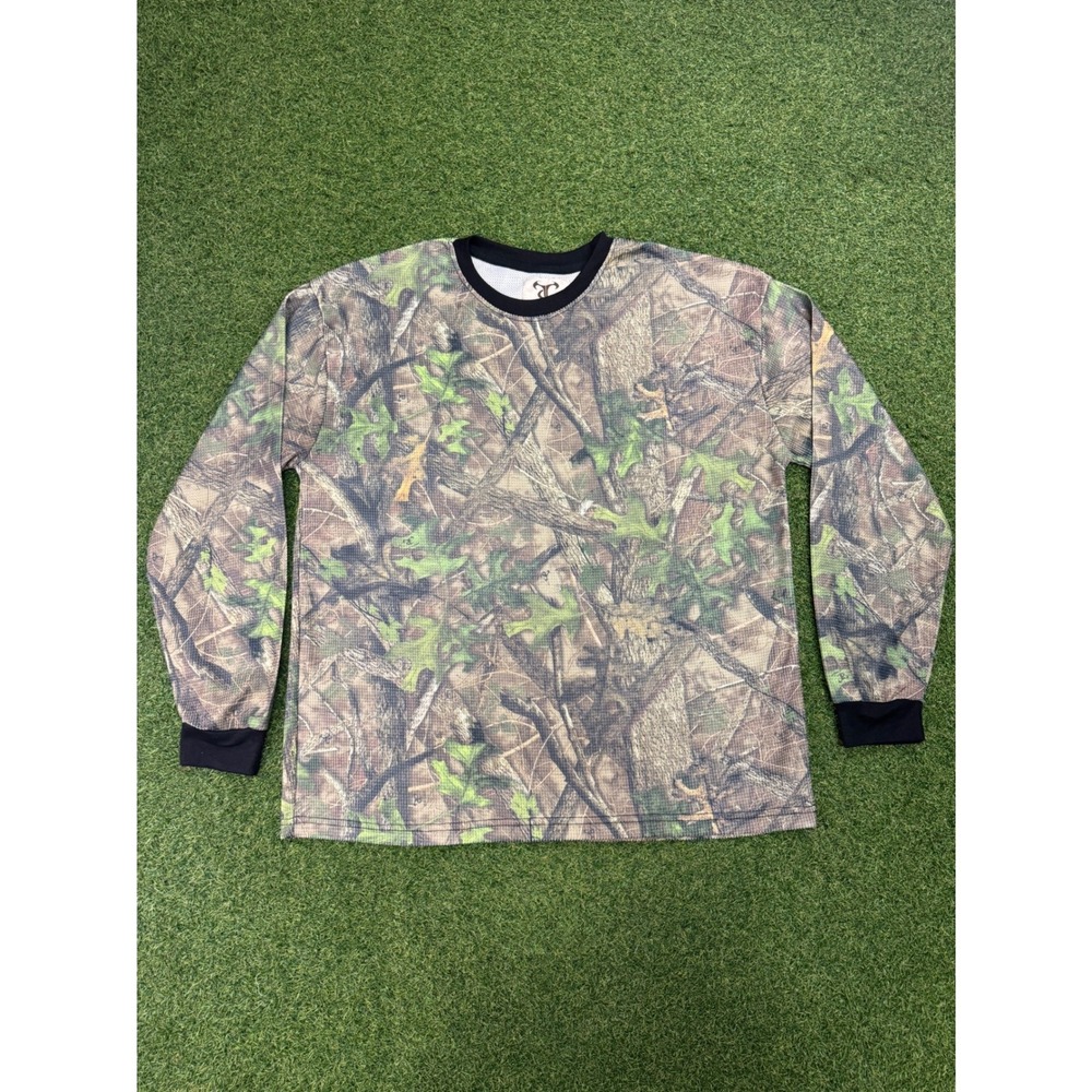 Legendary Whitetails Camo Waffle Knit Thermal Long Sleeve Shirt Mens Large‎
